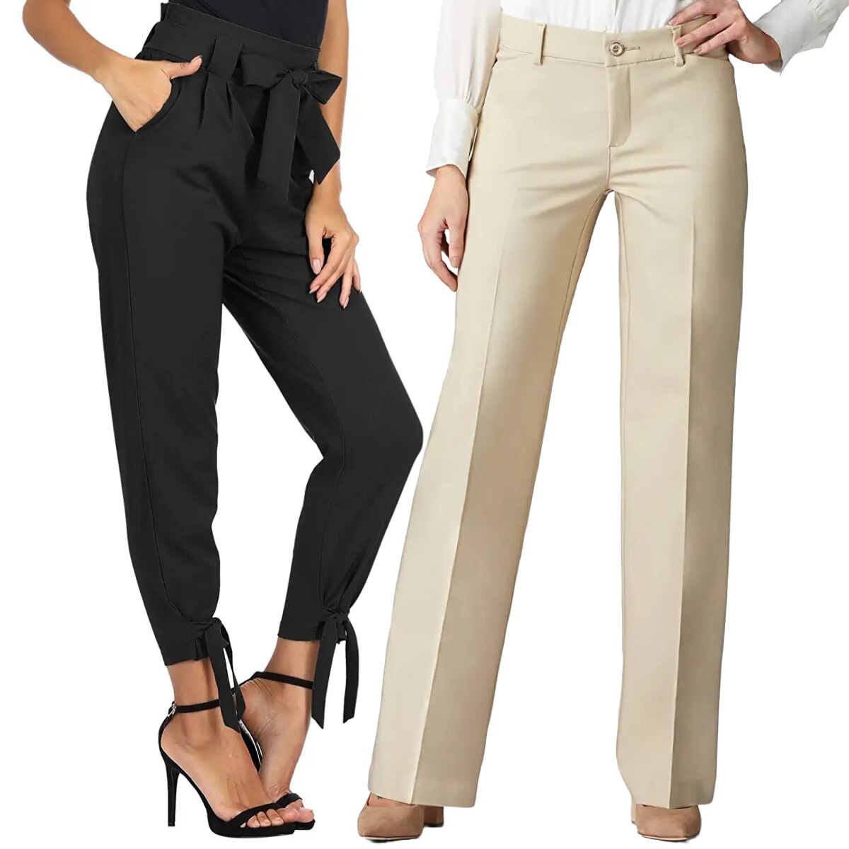Women's Casual Wide Leg Dress Pants High Waisted Button Down Straight-Leg  Long Trousers Business Casual Cozy Pants(XL,Beige) - Walmart.com